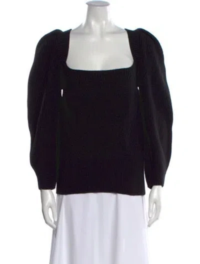 Pre-owned Anna October Wool Square Neckline Sweater In Black