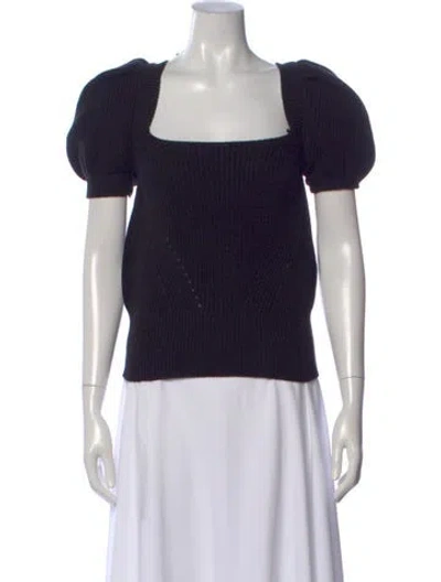 Pre-owned Anna October Wool Square Neckline Sweater In Blue
