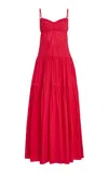 Anna October Yulitta Cotton Maxi Dress In Red