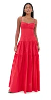 Anna October Yulitta Cotton Maxi Dress In Red