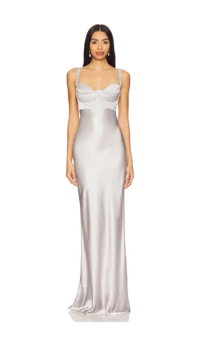 Anna October Yvette Maxi Dress In 银色