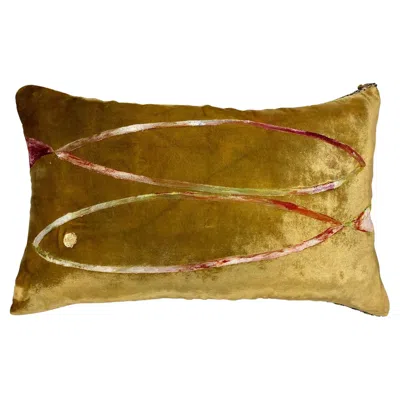 Pre-owned Anna Paola Cibin Two Fishes Cushion In Brown