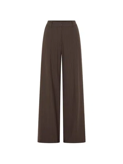 Anna Quan Adam Chalk-stripe Trousers In Brown