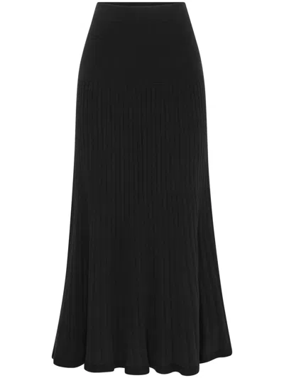Anna Quan Amber Ribbed-knit Maxi Skirt In Black
