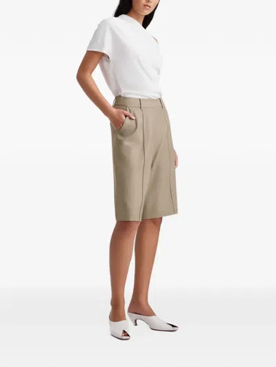 Anna Quan Ando Pleated Midi Shorts In Neutral