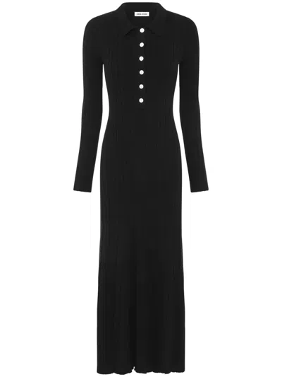 Anna Quan Angelina Knitted Maxi Dress In Black