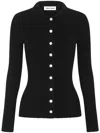 Anna Quan Ashlen Button-up Ribbed Top In Black