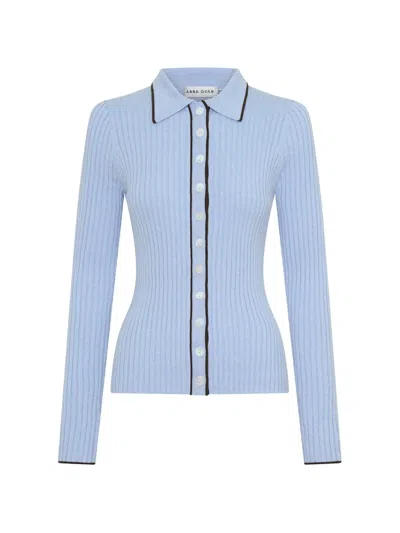 Anna Quan Ashlen Ribbed-knit Top In Blue