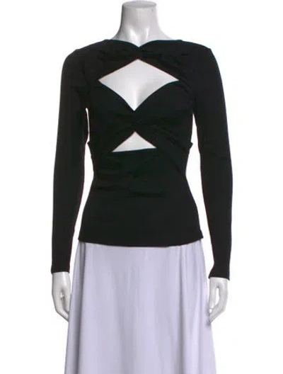 Pre-owned Anna Quan Asymmetrical Long Sleeve Top In Black