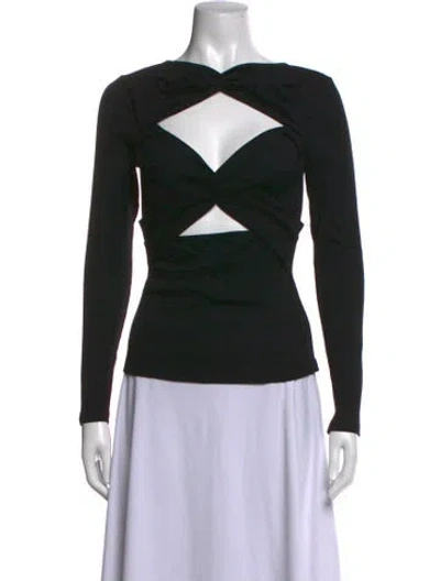 Pre-owned Anna Quan Asymmetrical Long Sleeve Top In Black