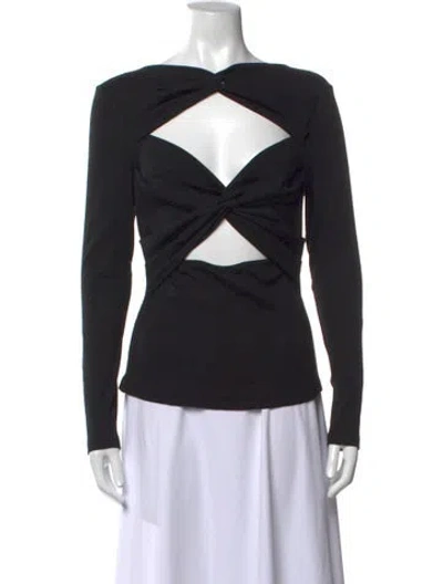 Pre-owned Anna Quan Asymmetrical Long Sleeve Top In Black