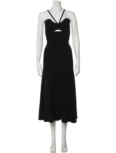Pre-owned Anna Quan Asymmetrical Midi Length Dress In Black