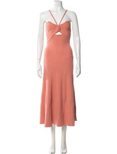 Pre-owned Anna Quan Asymmetrical Midi Length Dress In Pink