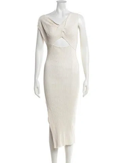 Pre-owned Anna Quan Asymmetrical Midi Length Dress In White
