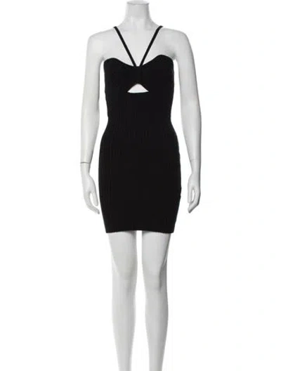 Pre-owned Anna Quan Asymmetrical Mini Dress In Black