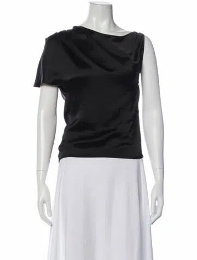 Pre-owned Anna Quan Asymmetrical Short Sleeve Top W/ Tags In Black