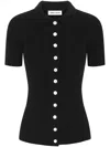 Anna Quan Avi Button-up Ribbed Top In Black