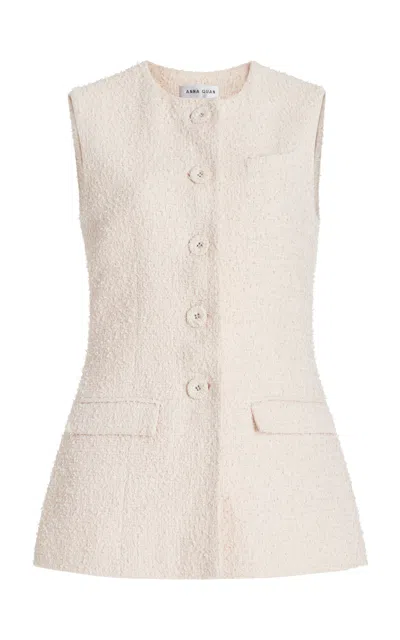 Anna Quan Bailey Tweed Vest In Porcelain