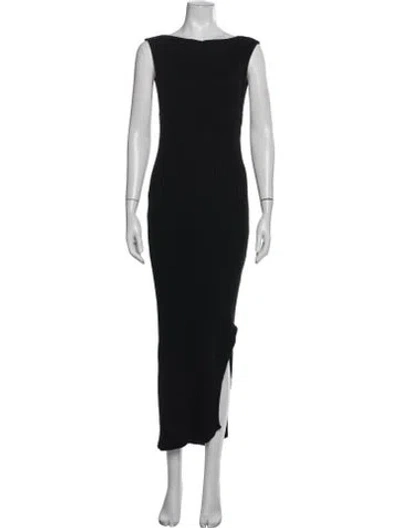 Pre-owned Anna Quan Bateau Neckline Long Dress In Black
