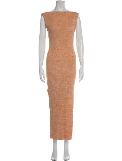 Pre-owned Anna Quan Bateau Neckline Long Dress In Orange