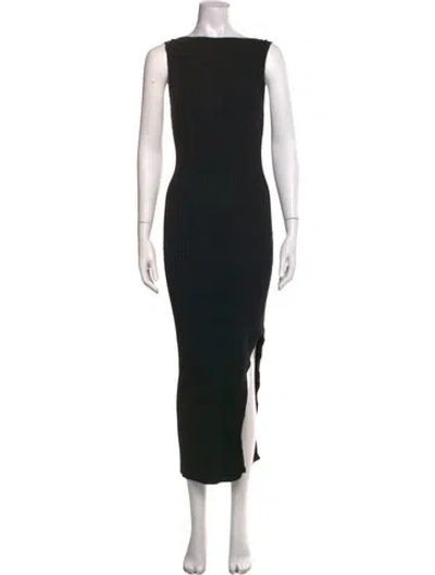 Pre-owned Anna Quan Bateau Neckline Midi Length Dress In Black