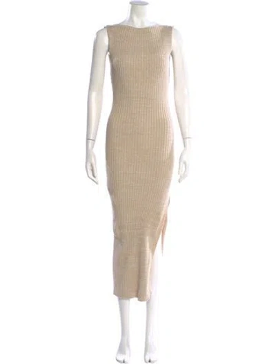 Pre-owned Anna Quan Bateau Neckline Midi Length Dress In Neutral