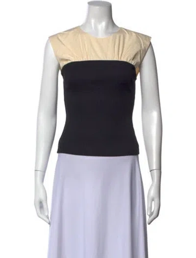 Pre-owned Anna Quan Bateau Neckline Sleeveless Top In Black/neutrals