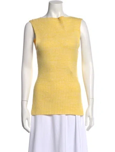 Pre-owned Anna Quan Bateau Neckline Sleeveless Top In Yellow