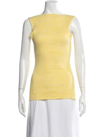 Pre-owned Anna Quan Bateau Neckline Sleeveless Top In Yellow