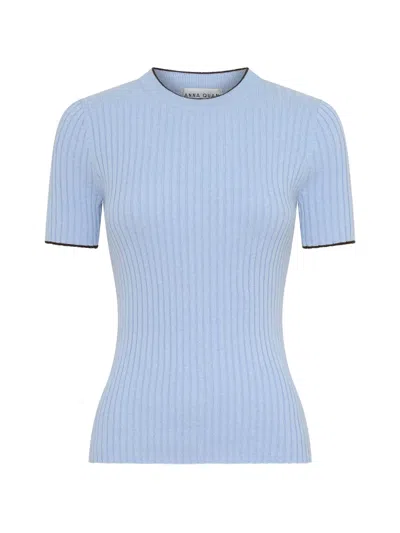 Anna Quan Bebe Ribbed-knit Top In Blue
