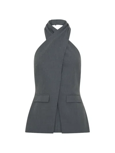 Anna Quan Camryn Halterneck Top In Gray