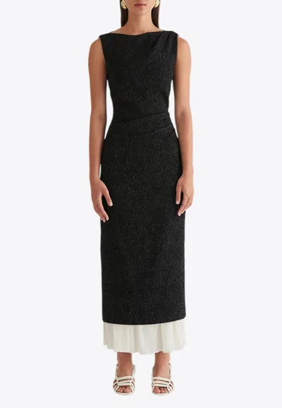 Anna Quan Celena Boat-neck Midi Dress In Black