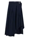 Anna Quan Chalk Stripe Pleated Wrap Midi Skirt In Blue