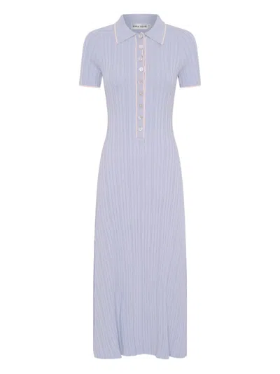 Anna Quan Collared Buttoned Dress In Blue