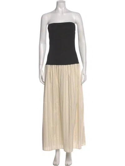 Pre-owned Anna Quan Colorblock Pattern Long Dress In Black