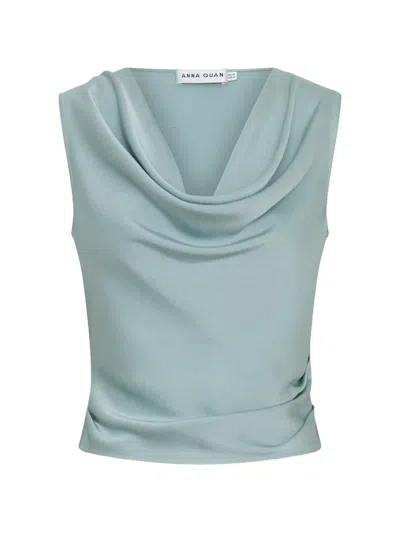 Anna Quan Cowl-neck Sleeveless Top In Blue