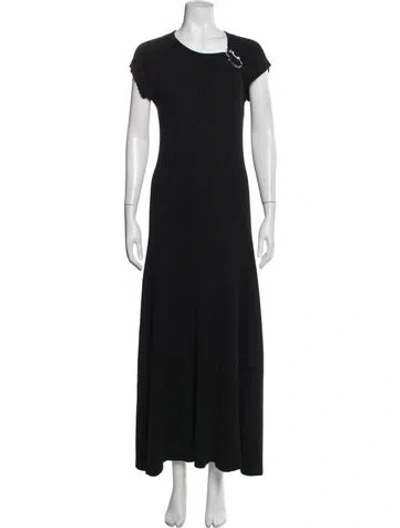 Pre-owned Anna Quan Crew Neck Long Dress In Black