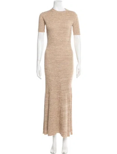 Pre-owned Anna Quan Crew Neck Long Dress In Neutral