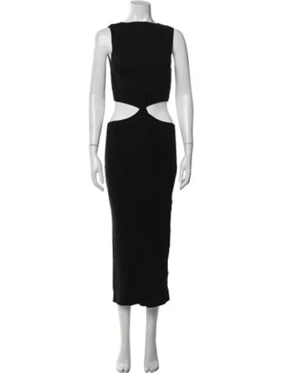 Pre-owned Anna Quan Crew Neck Midi Length Dress In Black
