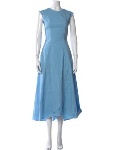Pre-owned Anna Quan Crew Neck Midi Length Dress In Blue