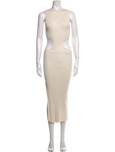 Pre-owned Anna Quan Crew Neck Midi Length Dress In Neutral