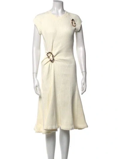 Pre-owned Anna Quan Crew Neck Midi Length Dress In Neutrals