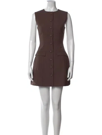 Pre-owned Anna Quan Crew Neck Mini Dress In Brown