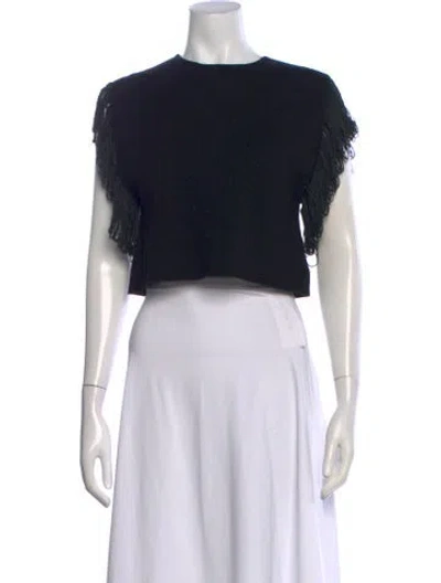 Pre-owned Anna Quan Crew Neck Short Sleeve Crop Top In Black