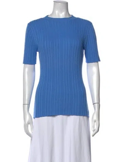 Pre-owned Anna Quan Crew Neck Short Sleeve Top In Blue
