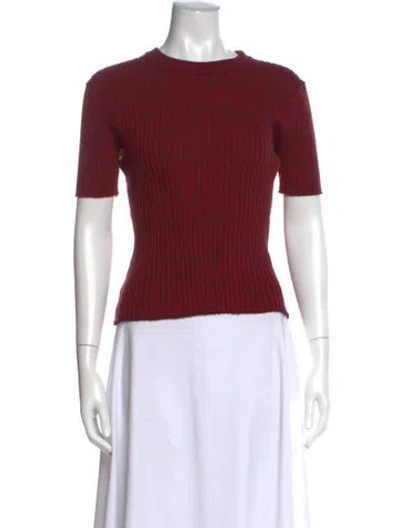 Pre-owned Anna Quan Crew Neck Short Sleeve Top In Burgundy