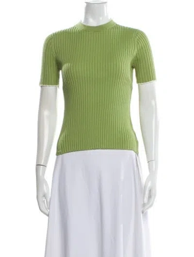 Pre-owned Anna Quan Crew Neck Short Sleeve Top In Green