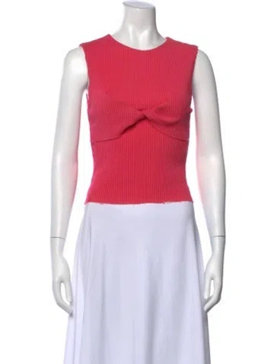 Pre-owned Anna Quan Crew Neck Sleeveless Crop Top In Pink