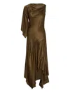 Anna Quan Draped One-shoulder Asymmetric Evening Dress In Brown