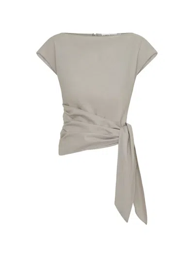 Anna Quan Ellis Knotted-waist Blouse In Gray
